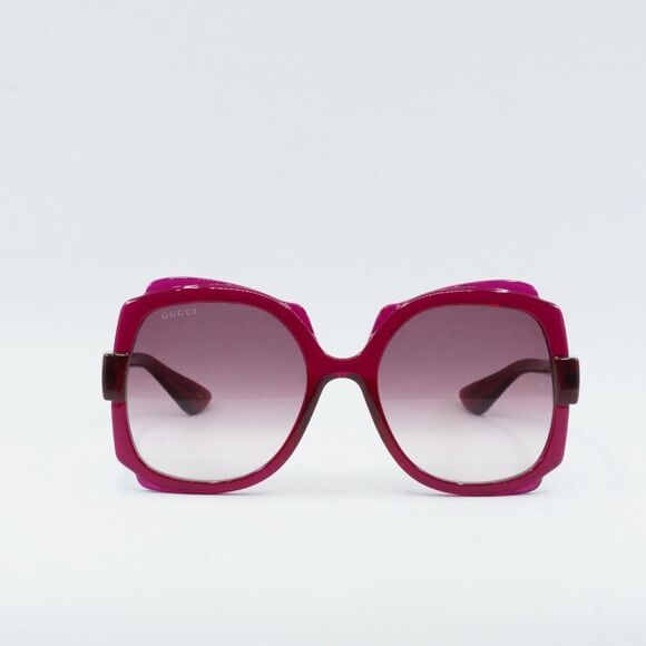💯 NEW GUCCI GG1431S 003 TRANSPARENT DARK CYCLAMEN GRADIENT BURGUNDY SUNGLASSES - Picture 3 of 12